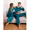 image:imageEkouaer Couples Matching Pajamas Sets Velvet PJs Set for Men and Women Velour Long Sleeve Sleepwear SXXLDark Green
