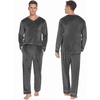 image:imageEkouaer Couples Matching Pajamas Sets Velvet PJs Set for Men and Women Velour Long Sleeve Sleepwear SXXLDeep Gray