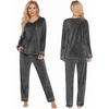 image:imageEkouaer Couples Matching Pajamas Sets Velvet PJs Set for Men and Women Velour Long Sleeve Sleepwear SXXLDeep Gray