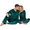 image:imageEkouaer Couples Matching Pajamas Sets Velvet PJs Set for Men and Women Velour Long Sleeve Sleepwear SXXLGreen