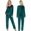 image:imageEkouaer Couples Matching Pajamas Sets Velvet PJs Set for Men and Women Velour Long Sleeve Sleepwear SXXLGreen