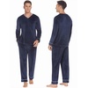 image:imageEkouaer Couples Matching Pajamas Sets Velvet PJs Set for Men and Women Velour Long Sleeve Sleepwear SXXLNavy