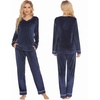 image:imageEkouaer Couples Matching Pajamas Sets Velvet PJs Set for Men and Women Velour Long Sleeve Sleepwear SXXLNavy