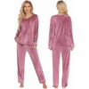 image:imageEkouaer Couples Matching Pajamas Sets Velvet PJs Set for Men and Women Velour Long Sleeve Sleepwear SXXLPink
