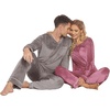 image:imageEkouaer Couples Matching Pajamas Sets Velvet PJs Set for Men and Women Velour Long Sleeve Sleepwear SXXLPink