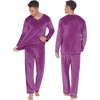 image:imageEkouaer Couples Matching Pajamas Sets Velvet PJs Set for Men and Women Velour Long Sleeve Sleepwear SXXLPurple
