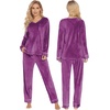 image:imageEkouaer Couples Matching Pajamas Sets Velvet PJs Set for Men and Women Velour Long Sleeve Sleepwear SXXLPurple