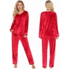image:imageEkouaer Couples Matching Pajamas Sets Velvet PJs Set for Men and Women Velour Long Sleeve Sleepwear SXXLRed