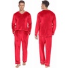 image:imageEkouaer Couples Matching Pajamas Sets Velvet PJs Set for Men and Women Velour Long Sleeve Sleepwear SXXLRed