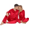 image:imageEkouaer Couples Matching Pajamas Sets Velvet PJs Set for Men and Women Velour Long Sleeve Sleepwear SXXLRed