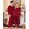 image:imageEkouaer Couples Matching Pajamas Sets Velvet PJs Set for Men and Women Velour Long Sleeve Sleepwear SXXLWine Red