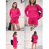 image:imageEkouaer Knit Lounge Sets for Women 2 Piece Cozy Long Sleeve Pullover Sweater Top and Shorts Set Sweatsuit OutfitsRose Red