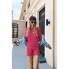 image:imageEkouaer Knit Lounge Sets for Women 2 Piece Cozy Long Sleeve Pullover Sweater Top and Shorts Set Sweatsuit OutfitsRose Red
