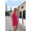 image:imageEkouaer Knit Lounge Sets for Women 2 Piece Cozy Long Sleeve Pullover Sweater Top and Shorts Set Sweatsuit OutfitsRose Red