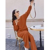 image:imageEkouaer Knit Lounge Sets for Women 2 Piece Cozy Long Sleeve Pullover Sweater Top and Wide Leg Pants Set Pajamas OutfitsCaramel