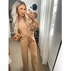 image:imageEkouaer Knit Lounge Sets for Women 2 Piece Cozy Long Sleeve Pullover Sweater Top and Wide Leg Pants Set Pajamas OutfitsKhaki