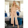 image:imageEkouaer Knit Lounge Sets for Women 2 Piece Cozy Long Sleeve Pullover Sweater Top and Wide Leg Pants Set Pajamas OutfitsKhaki
