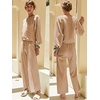 image:imageEkouaer Knit Lounge Sets for Women 2 Piece Cozy Long Sleeve Pullover Sweater Top and Wide Leg Pants Set Pajamas OutfitsKhaki