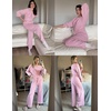 image:imageEkouaer Knit Lounge Sets for Women 2 Piece Cozy Long Sleeve Pullover Sweater Top and Wide Leg Pants Set Pajamas OutfitsPink