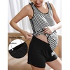 image:imageEkouaer Maternity Nursing Pajamas Sleepwear Set Shorts Striped for Hospital HomeBlackstriped