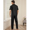 image:imageEkouaer Men Satin Silk Pajamas Set 2 Piece Button Down Sleepwear Long Pants Loungewear with PocketsBlack
