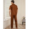 image:imageEkouaer Men Satin Silk Pajamas Set 2 Piece Button Down Sleepwear Long Pants Loungewear with PocketsBrown