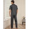 image:imageEkouaer Men Satin Silk Pajamas Set 2 Piece Button Down Sleepwear Long Pants Loungewear with PocketsDark Gray
