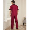 image:imageEkouaer Men Satin Silk Pajamas Set 2 Piece Button Down Sleepwear Long Pants Loungewear with PocketsDark Red