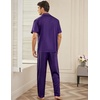 image:imageEkouaer Men Satin Silk Pajamas Set 2 Piece Button Down Sleepwear Long Pants Loungewear with PocketsDeep Purple