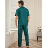image:imageEkouaer Men Satin Silk Pajamas Set 2 Piece Button Down Sleepwear Long Pants Loungewear with PocketsGreen