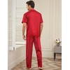 image:imageEkouaer Men Satin Silk Pajamas Set 2 Piece Button Down Sleepwear Long Pants Loungewear with PocketsRed Small Stripe