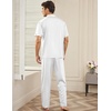 image:imageEkouaer Men Satin Silk Pajamas Set 2 Piece Button Down Sleepwear Long Pants Loungewear with PocketsWhite