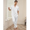 image:imageEkouaer Men Satin Silk Pajamas Set 2 Piece Button Down Sleepwear Long Pants Loungewear with PocketsWhite