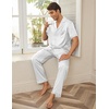 image:imageEkouaer Men Satin Silk Pajamas Set 2 Piece Button Down Sleepwear Long Pants Loungewear with PocketsWhite