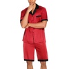 image:imageEkouaer Men Satin Silk Pajamas Set with Pockets Sleepwear Shorts Satin Summer Loungewear 2 Piece Button Down Set S3XL01 Red