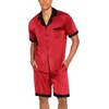 image:imageEkouaer Men Satin Silk Pajamas Set with Pockets Sleepwear Shorts Satin Summer Loungewear 2 Piece Button Down Set S3XL01 Red