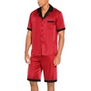 image:imageEkouaer Men Satin Silk Pajamas Set with Pockets Sleepwear Shorts Satin Summer Loungewear 2 Piece Button Down Set S3XL01 Red