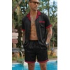 image:imageEkouaer Men Satin Silk Pajamas Set with Pockets Sleepwear Shorts Satin Summer Loungewear 2 Piece Button Down Set S3XLBlack