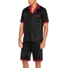 image:imageEkouaer Men Satin Silk Pajamas Set with Pockets Sleepwear Shorts Satin Summer Loungewear 2 Piece Button Down Set S3XLBlack