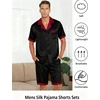 image:imageEkouaer Men Satin Silk Pajamas Set with Pockets Sleepwear Shorts Satin Summer Loungewear 2 Piece Button Down Set S3XLBlack
