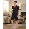 image:imageEkouaer Men Satin Silk Pajamas Set with Pockets Sleepwear Shorts Satin Summer Loungewear 2 Piece Button Down Set S3XLBlack