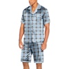 image:imageEkouaer Men Satin Silk Pajamas Set with Pockets Sleepwear Shorts Satin Summer Loungewear 2 Piece Button Down Set S3XLBlue Check