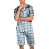 image:imageEkouaer Men Satin Silk Pajamas Set with Pockets Sleepwear Shorts Satin Summer Loungewear 2 Piece Button Down Set S3XLBlue Check