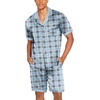 image:imageEkouaer Men Satin Silk Pajamas Set with Pockets Sleepwear Shorts Satin Summer Loungewear 2 Piece Button Down Set S3XLBlue Check