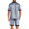 image:imageEkouaer Men Satin Silk Pajamas Set with Pockets Sleepwear Shorts Satin Summer Loungewear 2 Piece Button Down Set S3XLBlue Geometry