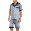 image:imageEkouaer Men Satin Silk Pajamas Set with Pockets Sleepwear Shorts Satin Summer Loungewear 2 Piece Button Down Set S3XLBlue Geometry