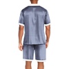 image:imageEkouaer Men Satin Silk Pajamas Set with Pockets Sleepwear Shorts Satin Summer Loungewear 2 Piece Button Down Set S3XLBlue Plaid