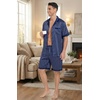 image:imageEkouaer Men Satin Silk Pajamas Set with Pockets Sleepwear Shorts Satin Summer Loungewear 2 Piece Button Down Set S3XLBlue Striped