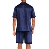 image:imageEkouaer Men Satin Silk Pajamas Set with Pockets Sleepwear Shorts Satin Summer Loungewear 2 Piece Button Down Set S3XLBlue Striped