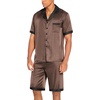 image:imageEkouaer Men Satin Silk Pajamas Set with Pockets Sleepwear Shorts Satin Summer Loungewear 2 Piece Button Down Set S3XLBrown